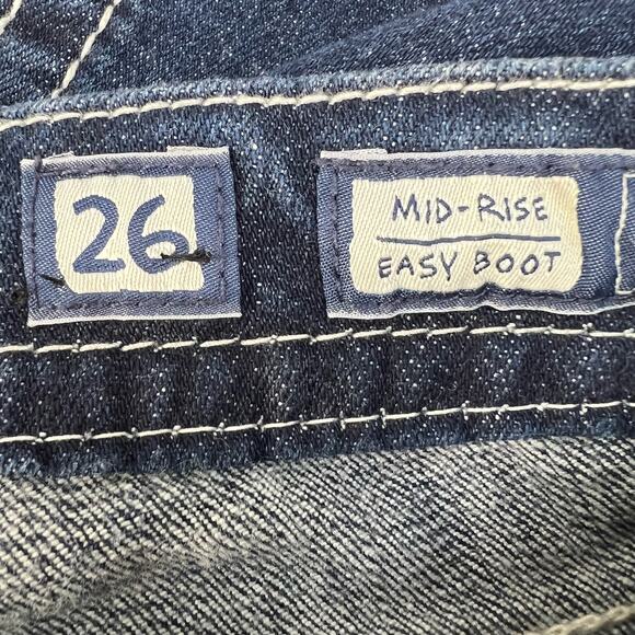 Miss Me Women's Jeans Size 26x33 Mid Rise Easy Boot Faux Pocket Biker Bling - Picture 14 of 16